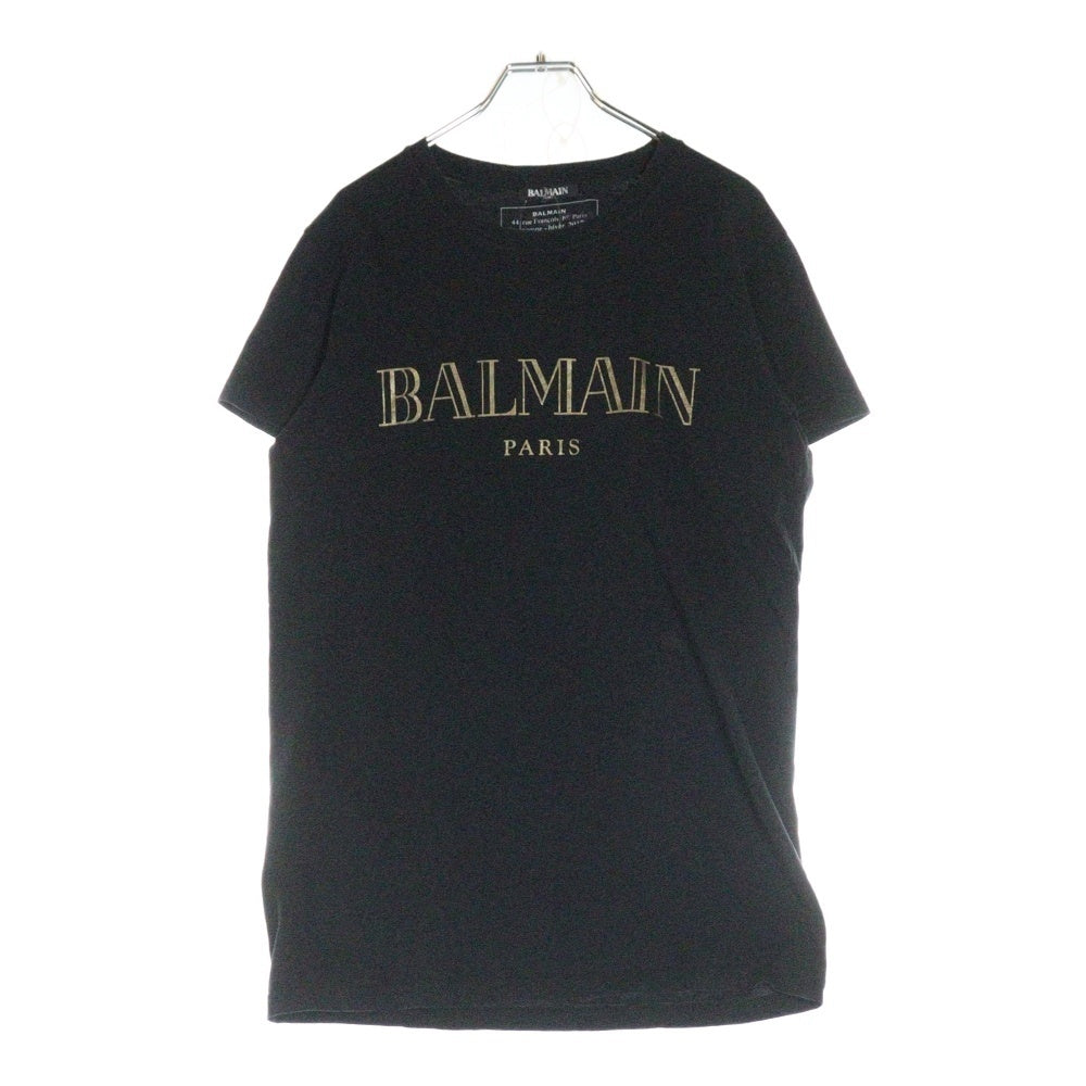 BALMAIN(バルマン) LOGO PRINT T-SHIRTS フロントロゴプリント半袖カットソー 半袖Tシャツ ブラック