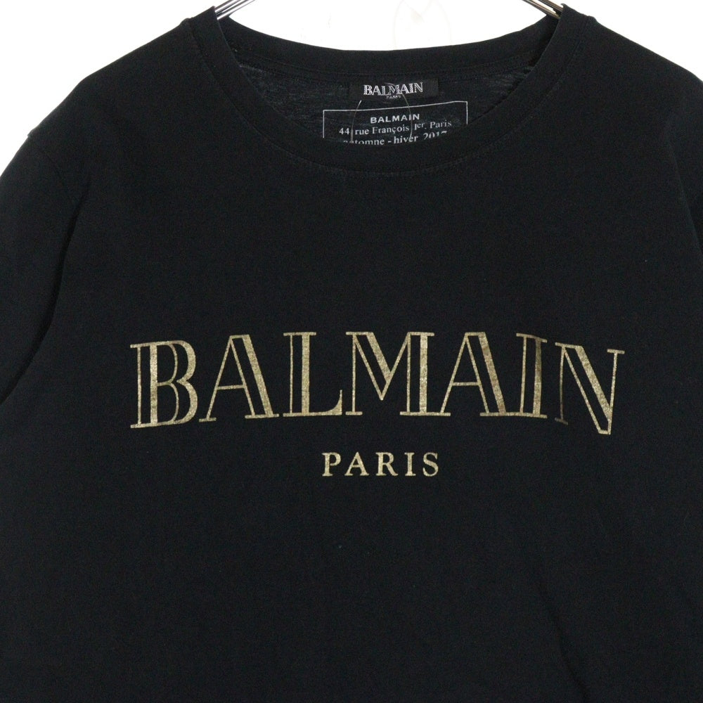 BALMAIN(バルマン) LOGO PRINT T-SHIRTS フロントロゴプリント半袖カットソー 半袖Tシャツ ブラック