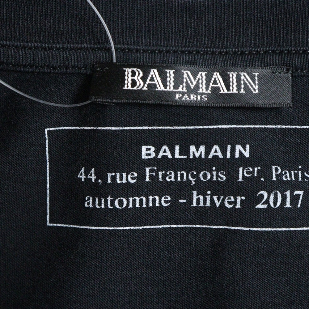 BALMAIN(バルマン) LOGO PRINT T-SHIRTS フロントロゴプリント半袖カットソー 半袖Tシャツ ブラック