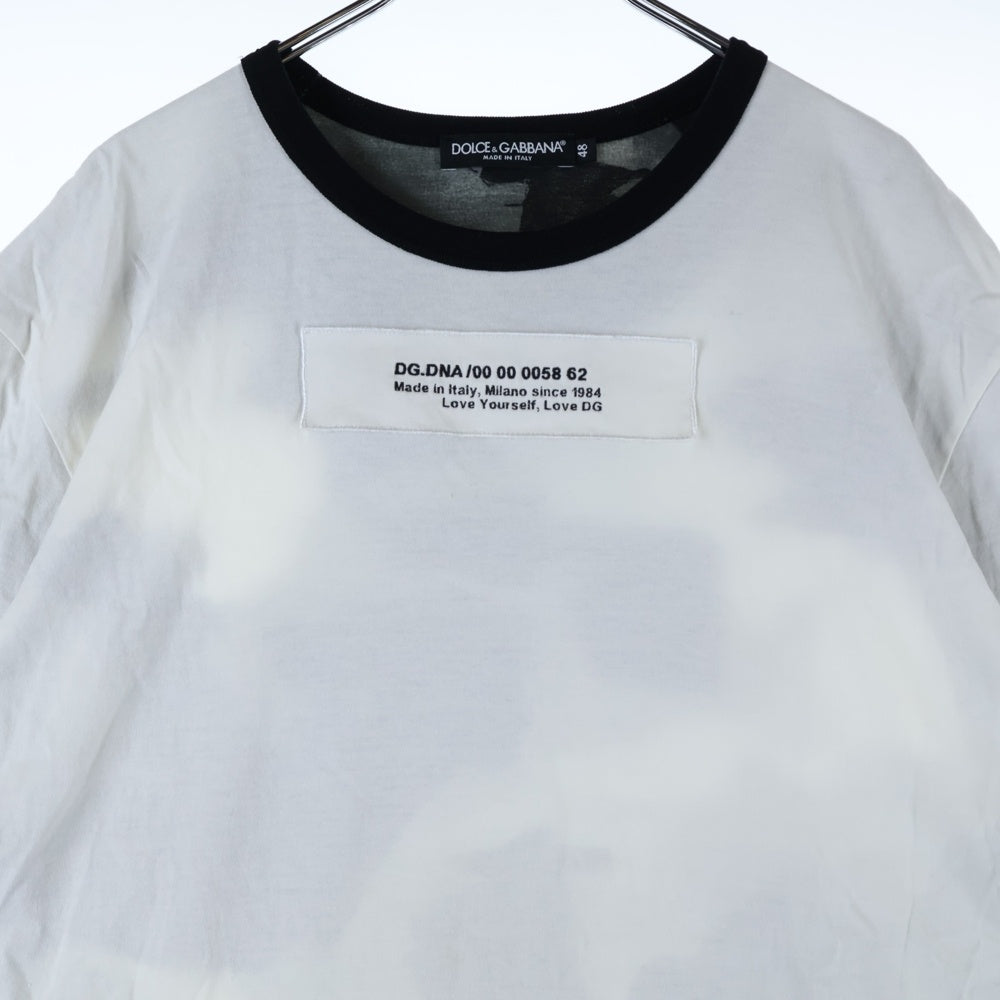 DOLCE & GABBANA(ドルチェアンドガッバーナ) フロント刺繍半袖カットソー 半袖Tシャツ カモフラ柄 ホワイト/ブラック