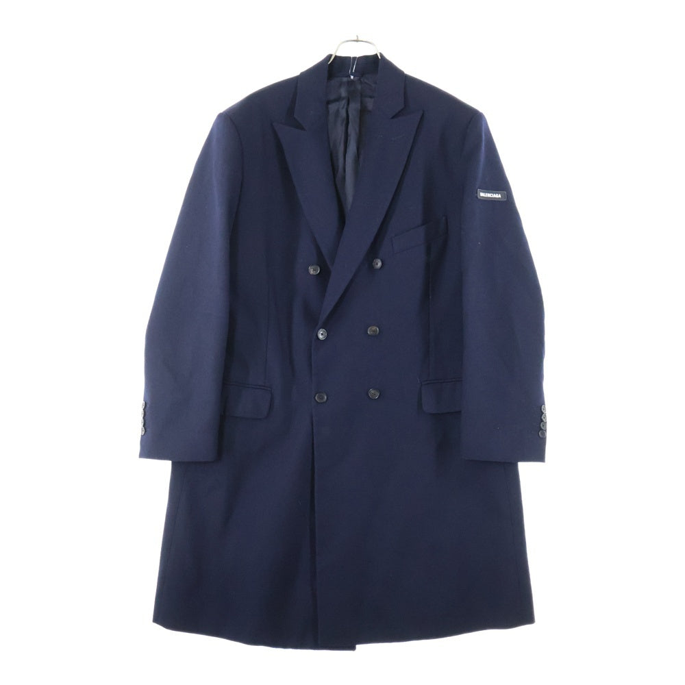 BALENCIAGA(バレンシアガ) 18AW アームロゴパッチウールダブルコート ネイビー 534053 TXI14