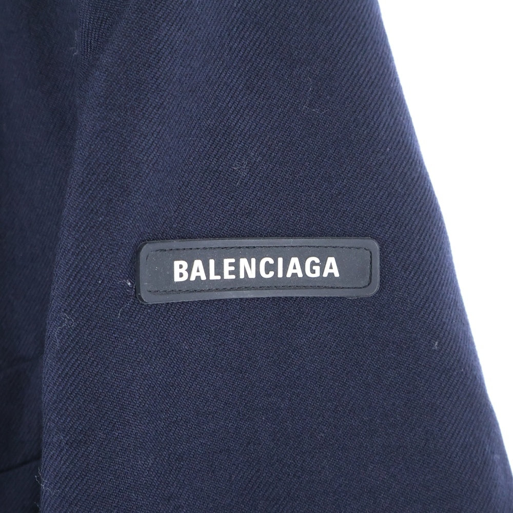 BALENCIAGA(バレンシアガ) 18AW アームロゴパッチウールダブルコート ネイビー 534053 TXI14