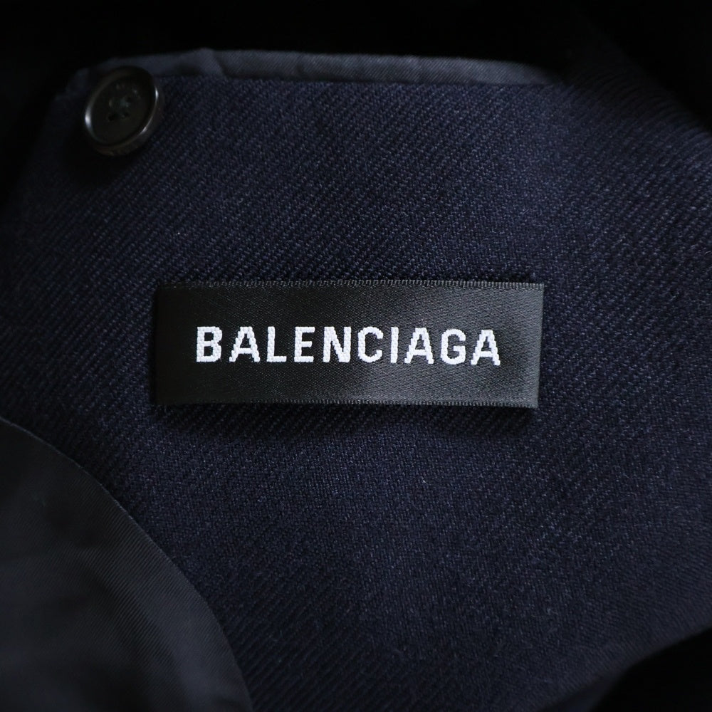BALENCIAGA(バレンシアガ) 18AW アームロゴパッチウールダブルコート ネイビー 534053 TXI14