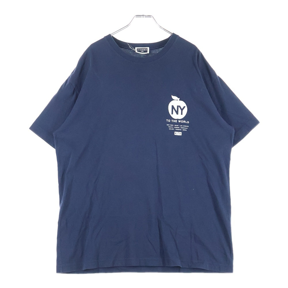 KITH(キス) NY To The Wold S/S TEE 24‐073‐060‐0044-4‐0 バックロゴ クルーネック半袖Tシャツカットソー ネイビー