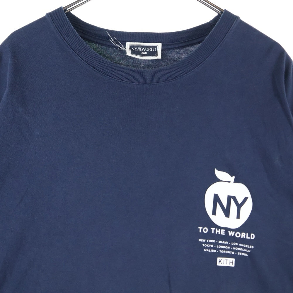 KITH(キス) NY To The Wold S/S TEE 24‐073‐060‐0044-4‐0 バックロゴ クルーネック半袖Tシャツカットソー ネイビー