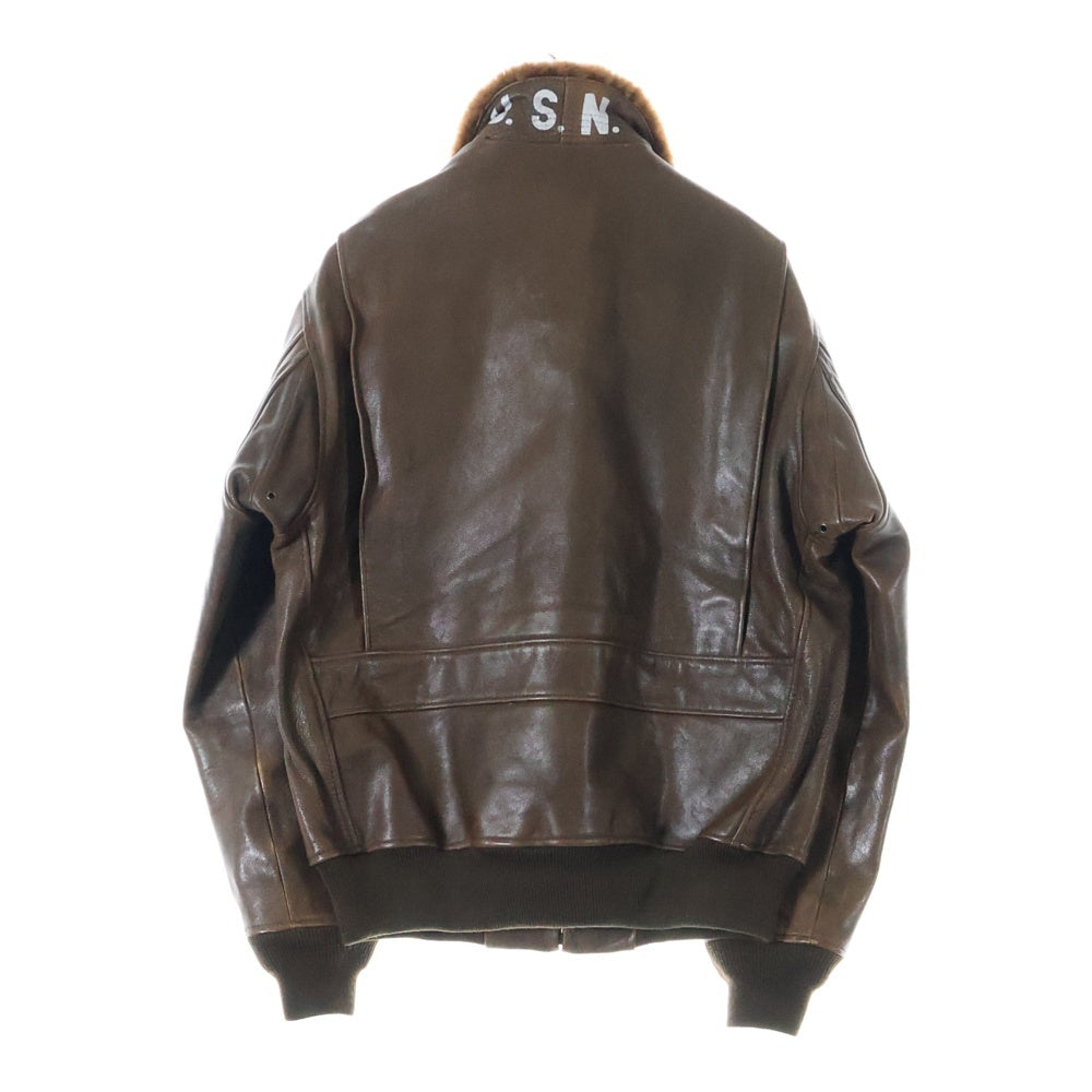 AVIREX(アヴィレックス) FLIGHT JACKET TYPE G-1 N82462 レザー フライトジャケット ファージャケット パッチ ブラウン