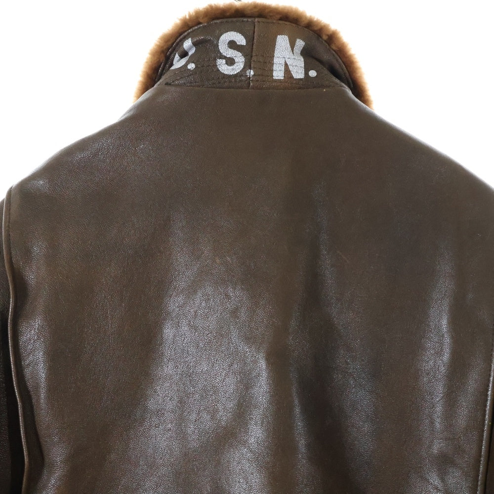 AVIREX(アヴィレックス) FLIGHT JACKET TYPE G-1 N82462 レザー フライトジャケット ファージャケット パッチ ブラウン