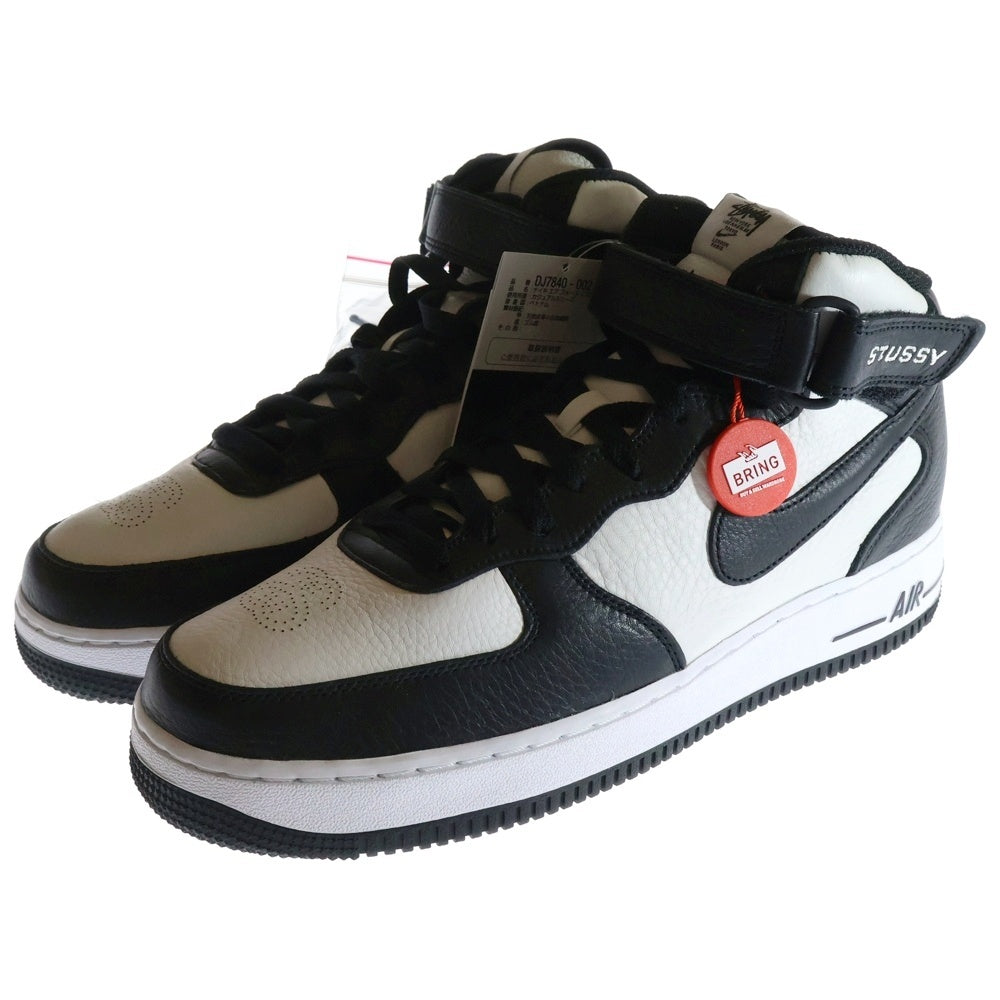 NIKE(ナイキ) ×STUSSY AIR FORCE 1 MID ステューシー エアフォース1 ミッドカットスニーカー シューズ ブラック/ホワイト US10/28.0cm