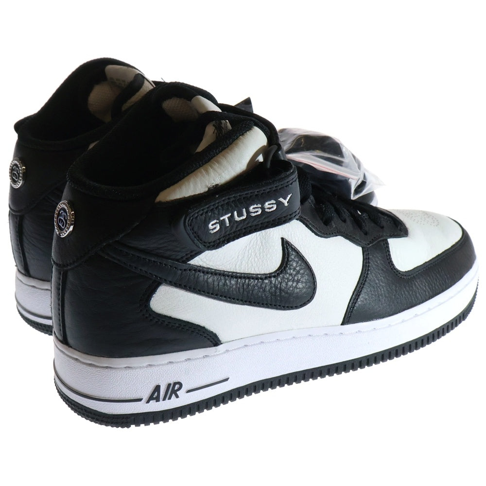 NIKE(ナイキ) ×STUSSY AIR FORCE 1 MID ステューシー エアフォース1 ミッドカットスニーカー シューズ ブラック/ホワイト US10/28.0cm