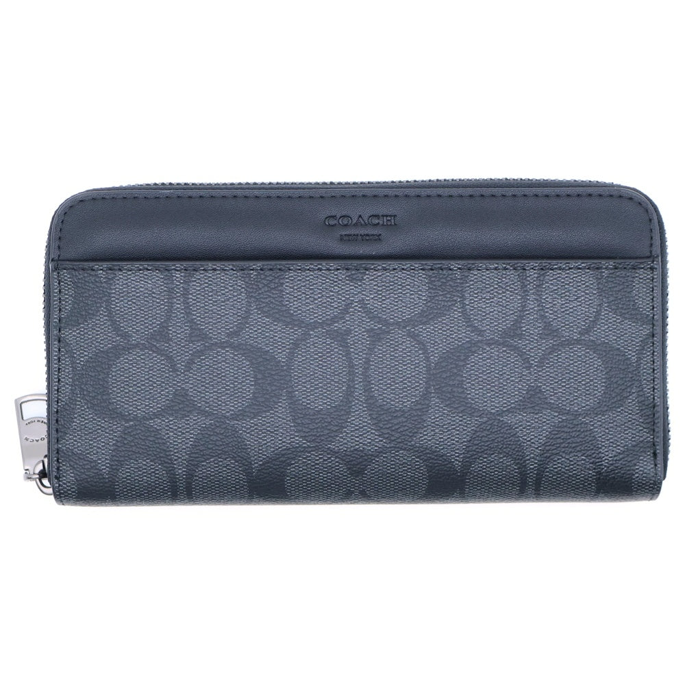 COACH(コーチ) ACCORDION WALLET IN SIGNATURE シグネチャー ラウンドファスナー ロングウォレット 長財布 ブラック F75000