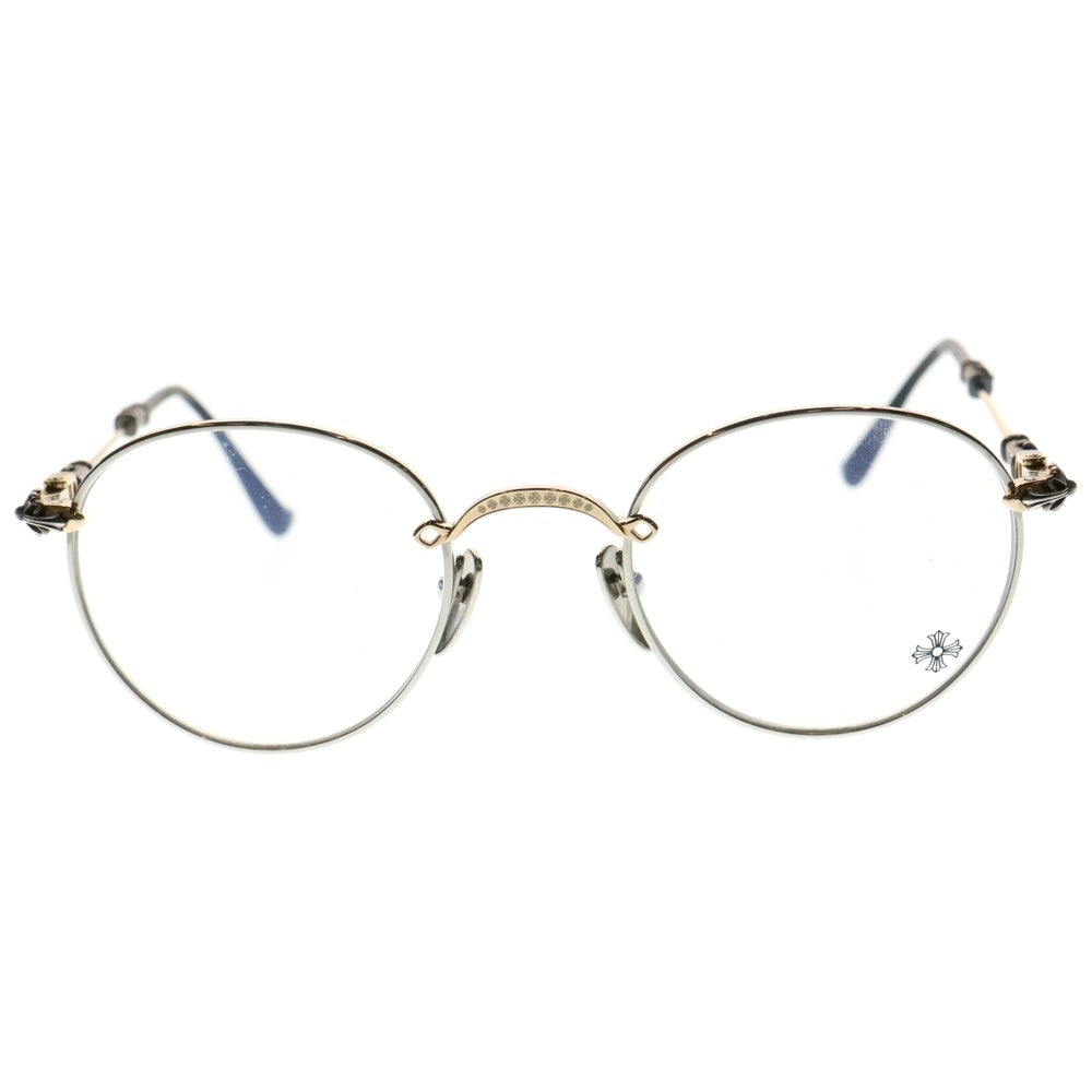 CHROME HEARTS(クロムハーツ) BUBBA-A クロステンプルメタルフレームラウンドサングラス 眼鏡 シルバー