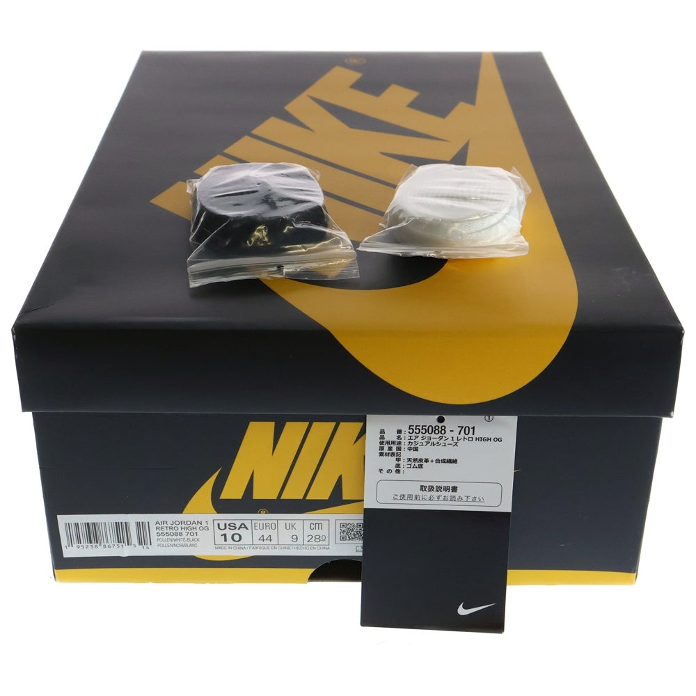 NIKE(ナイキ) AIR JORDAN1 RETRO HIGH OG POLLEN 555088-701 エアジョーダン 1 レトロ パラン ハイカットスニーカー ブラック/イエロー US10/28cm