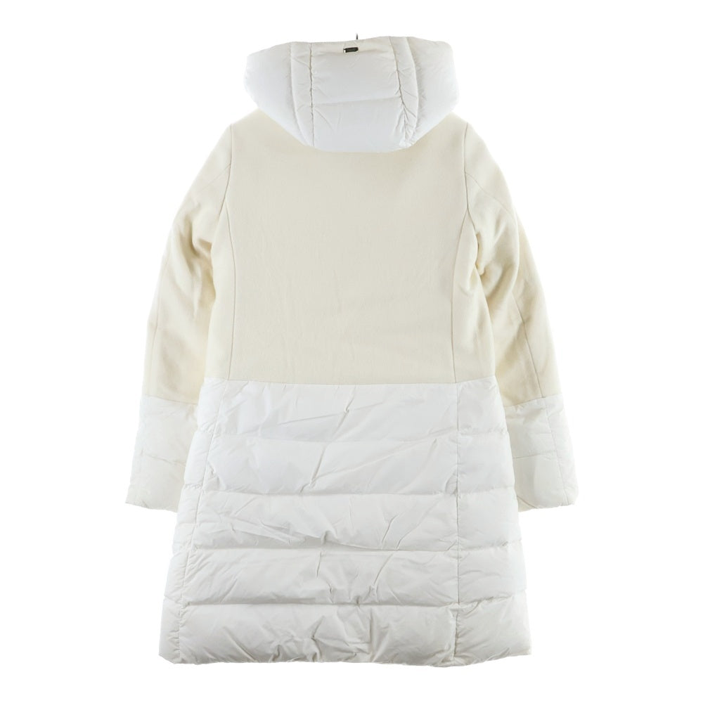 HERNO(ヘルノ) 22AW ウールコンビナイロンフーデッドコート レディース ホワイト PI001564D-39601-1100