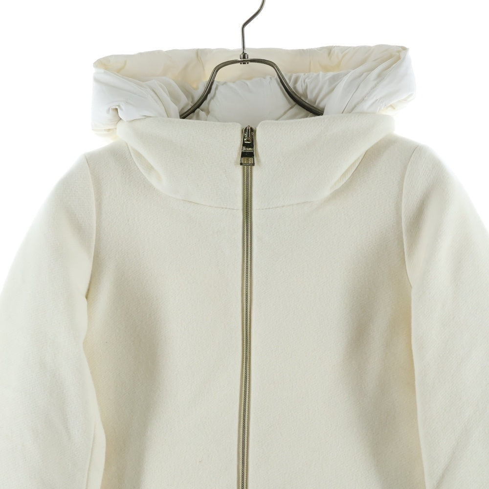 HERNO(ヘルノ) 22AW ウールコンビナイロンフーデッドコート レディース ホワイト PI001564D-39601-1100