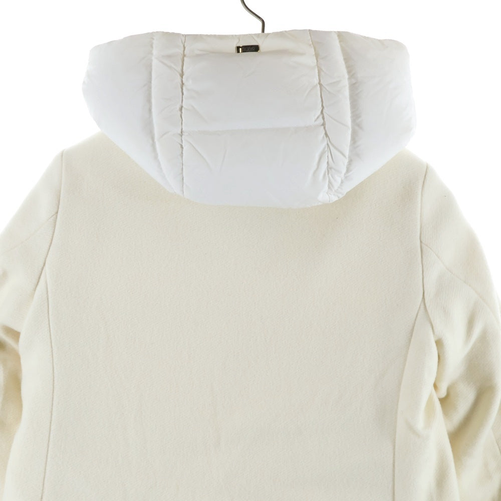 HERNO(ヘルノ) 22AW ウールコンビナイロンフーデッドコート レディース ホワイト PI001564D-39601-1100