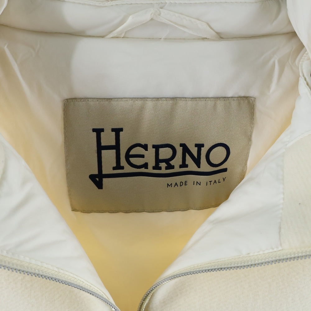 HERNO(ヘルノ) 22AW ウールコンビナイロンフーデッドコート レディース ホワイト PI001564D-39601-1100