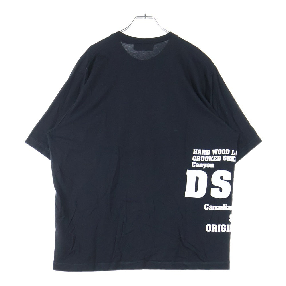 DSQUARED2(ディースクエアード) 24AW Loose Fit Tee S74GD1346 D20020 ルーズフィット サイドロゴ クルーネック半袖Tシャツカットソー ブラック
