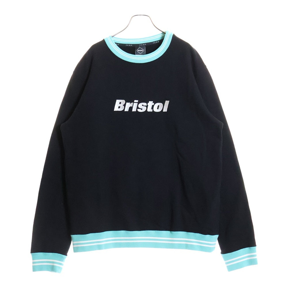 F.C.R.B./F.C.Real Bristol/FCRB(エフシーアールビー/エフシーレアルブリストル) フロントロゴ クルーネックスウェットトレーナー ブラック/グリーン FCRB-222066