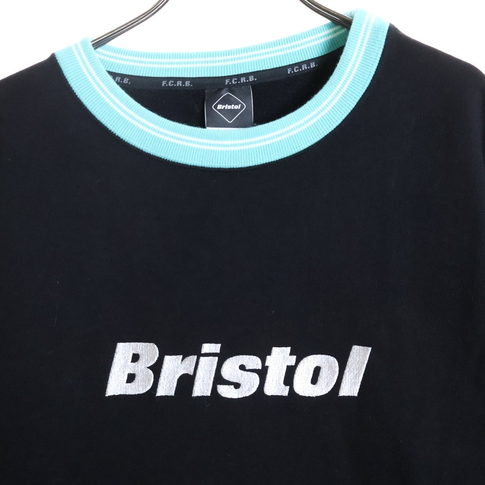 F.C.R.B./F.C.Real Bristol/FCRB(エフシーアールビー/エフシーレアルブリストル) フロントロゴ クルーネックスウェットトレーナー ブラック/グリーン FCRB-222066