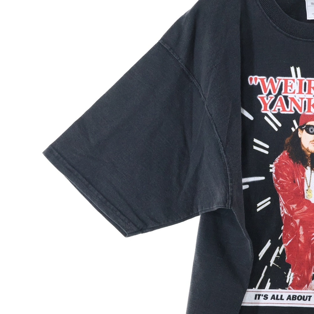 VINTAGE(ヴィンテージ) 90s WEIRD AL YANKOVIC FRUIT OF THE LOOMタグ ウィアード アル ヤンコビック 両面プリント クルーネック半袖カットソー ブラック