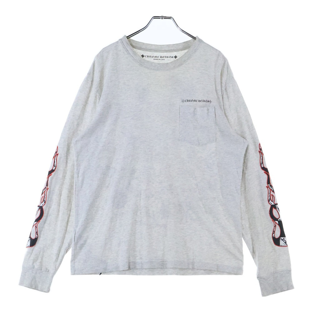 CHROME HEARTS(クロムハーツ) 21SS ×MATTY BOY PPO BRAIN マッティボーイ ブレイン クルーネック長袖Tシャツカットソー ロングスリーブ ロンT グレー
