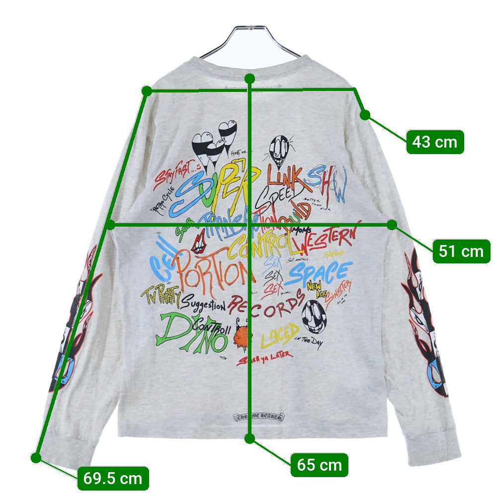CHROME HEARTS(クロムハーツ) 21SS ×MATTY BOY PPO BRAIN マッティボーイ ブレイン クルーネック長袖Tシャツカットソー ロングスリーブ ロンT グレー