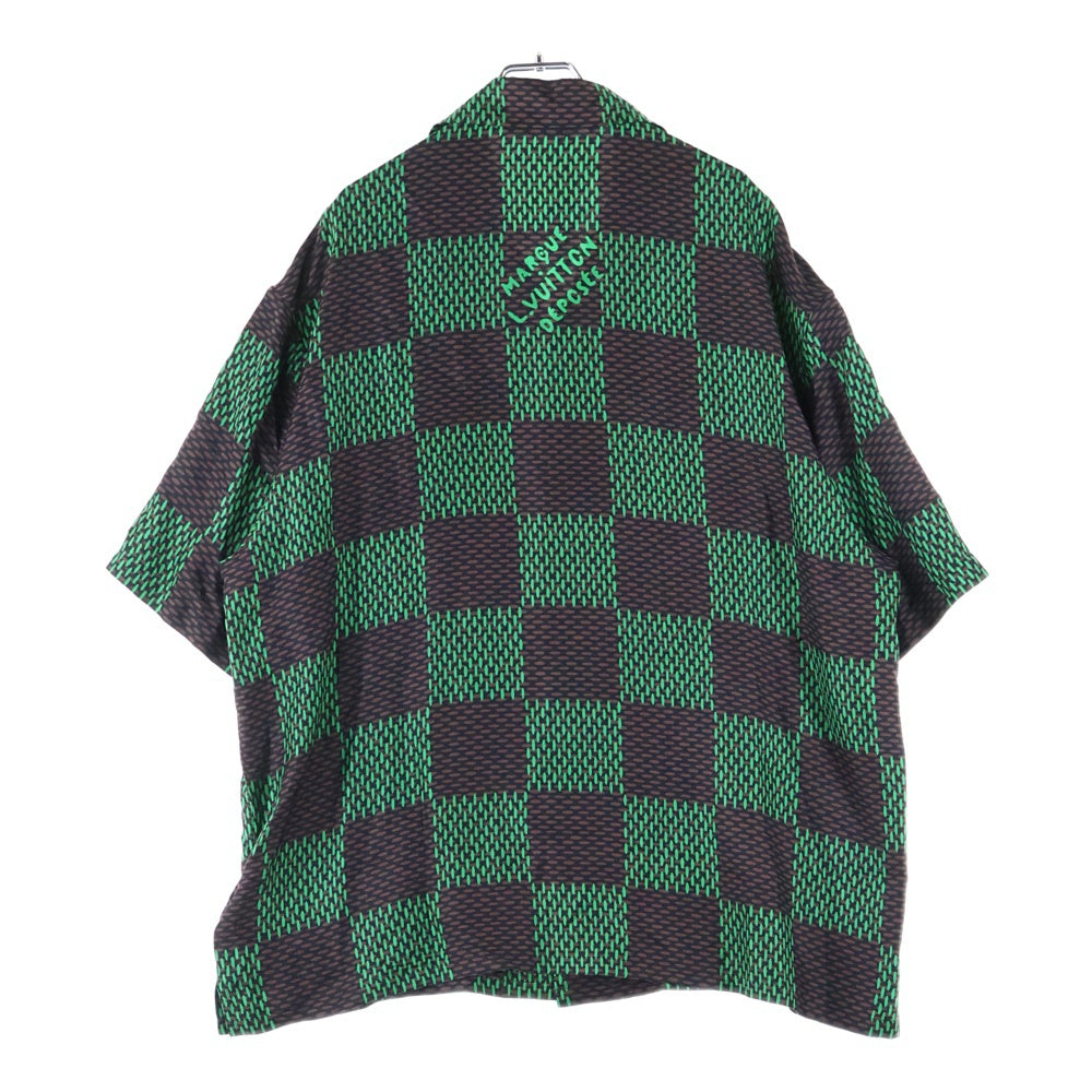 LOUIS VUITTON(ルイヴィトン) 24SS Open Collar Short Sleeve Silk Shirt RM241 FYQ HQS62W 1AFJAT オープンカラー ショートスリーブ シルク半袖シャツ グリーン/ブラウン