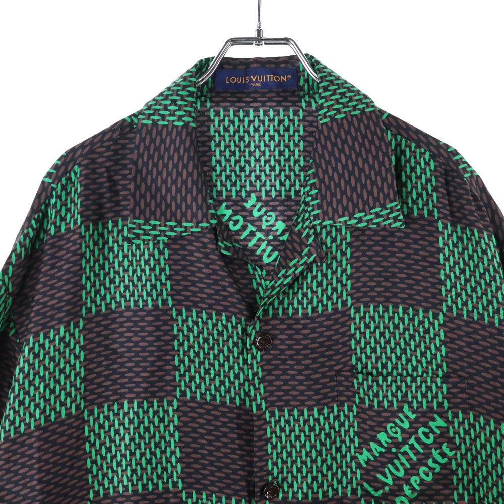 LOUIS VUITTON(ルイヴィトン) 24SS Open Collar Short Sleeve Silk Shirt RM241 FYQ HQS62W 1AFJAT オープンカラー ショートスリーブ シルク半袖シャツ グリーン/ブラウン