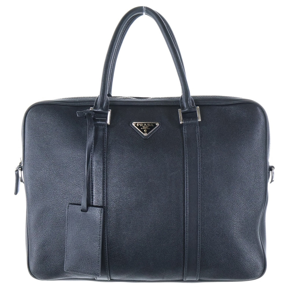 PRADA(プラダ) トライアングルプレート ヴィッテロレザーブリーフケース ビジネスバッグ ブラック 2VE368
