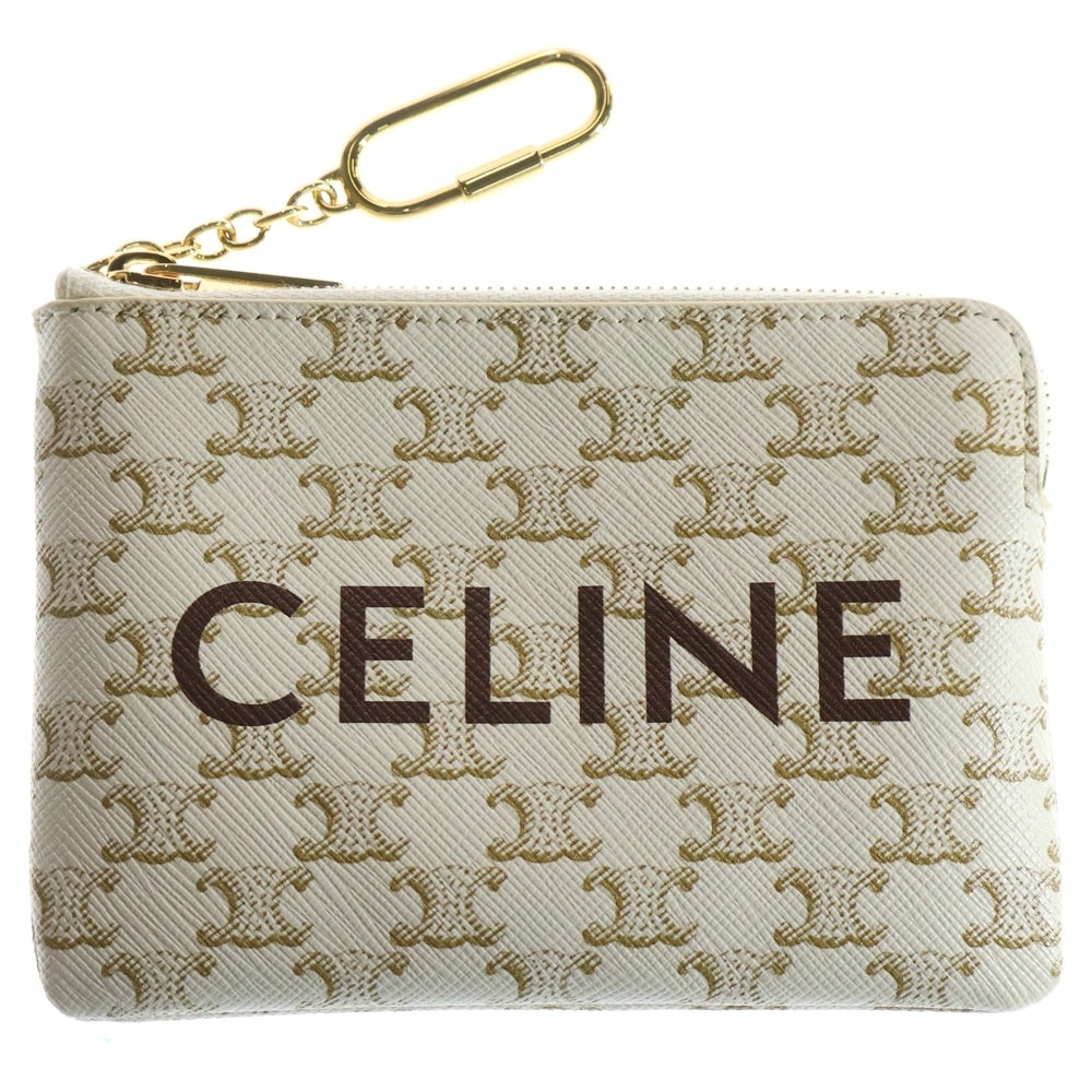 CELINE(セリーヌ) トリオンフキャンバス チェーン付 ジップアラウンドコインケース カードケース レディース ホワイト