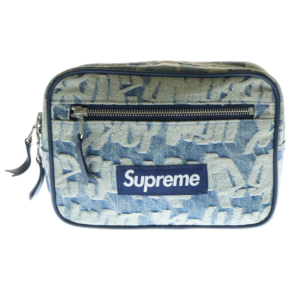 SUPREME(シュプリーム) 22SS Fat Tip Jacquard Denim Waist Bag ファットティップジャカードデニムウエストバッグ ショルダーバッグ ブルー
