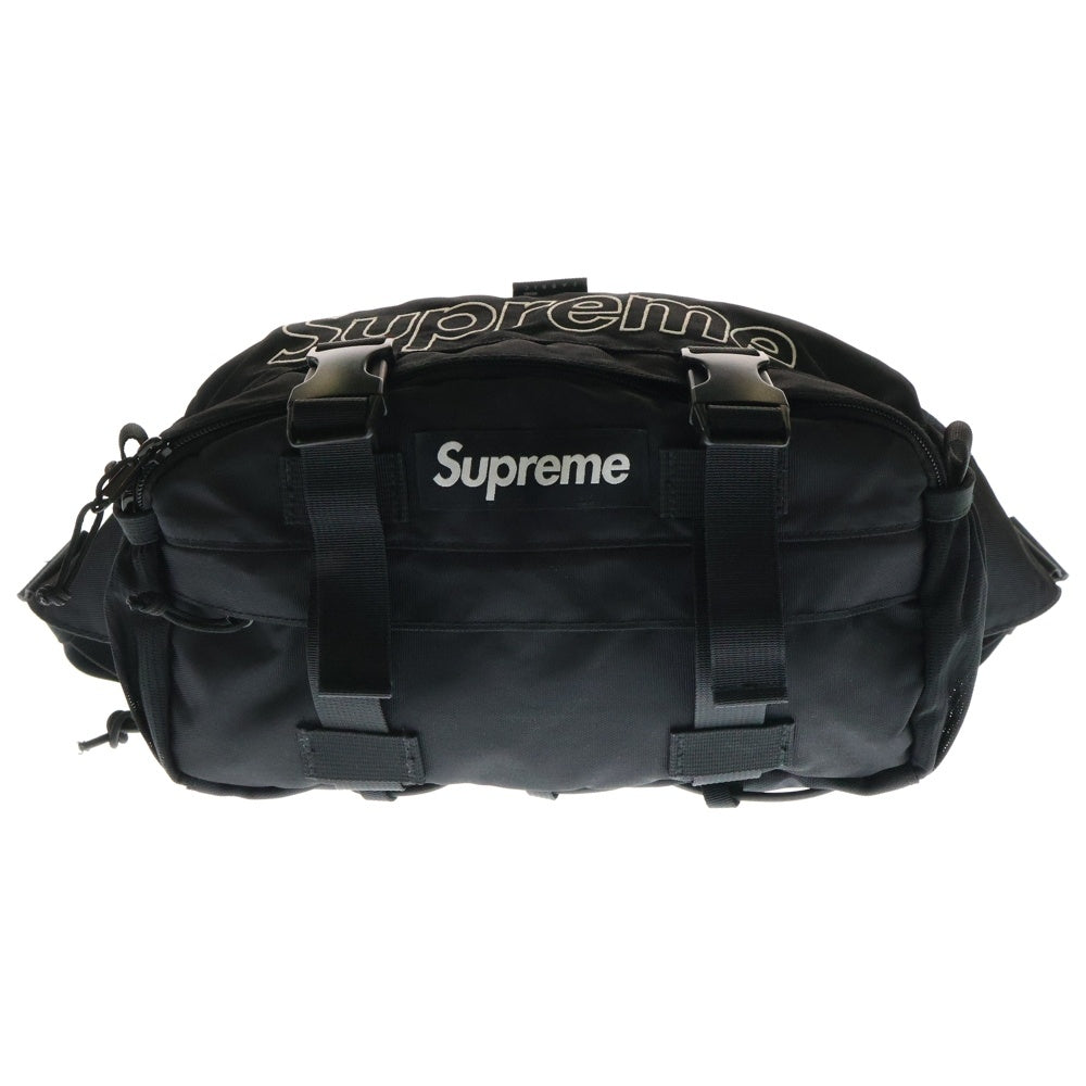 SUPREME(シュプリーム) 19AW Waist Bag ロゴ刺繍ウエストバッグ ショルダーバッグ ブラック
