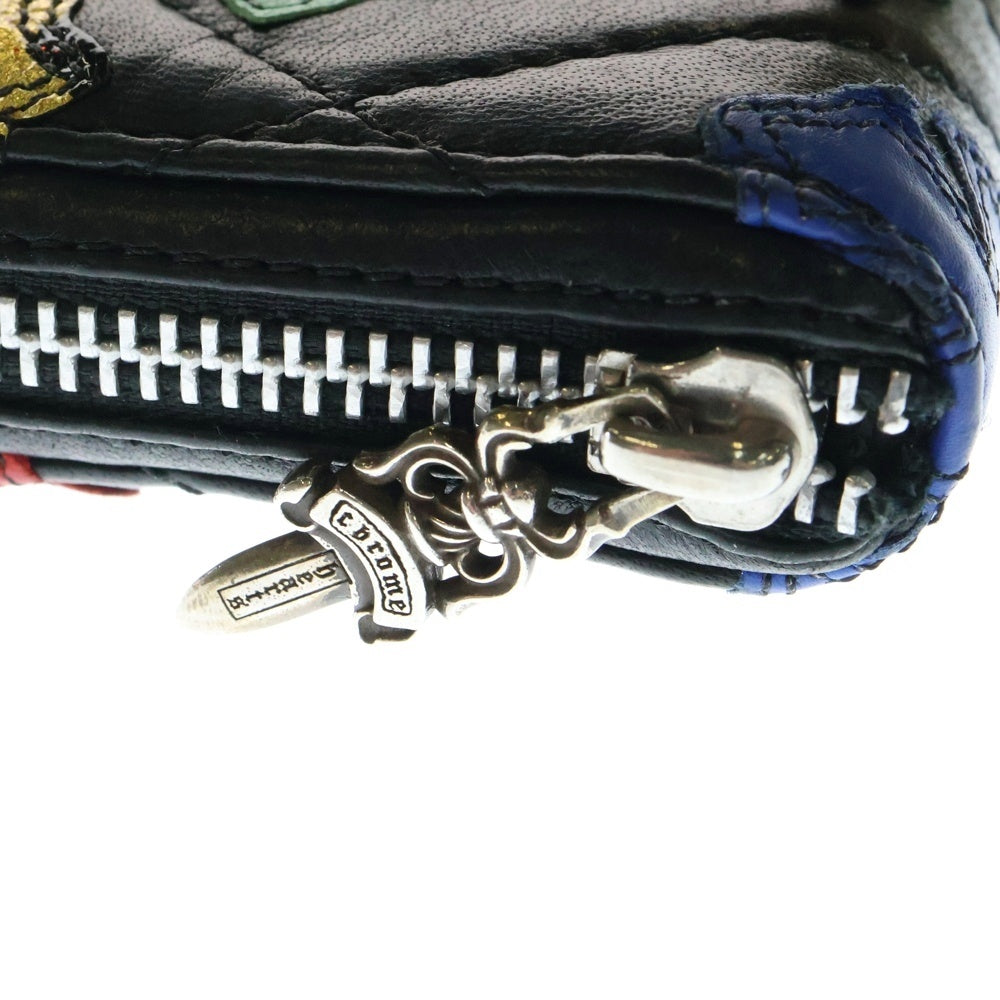 CHROME HEARTS(クロムハーツ) REC F ZIP/QUILTED マルチカラーセメタリークロスパッチ キルティングレザーウォレット 長財布