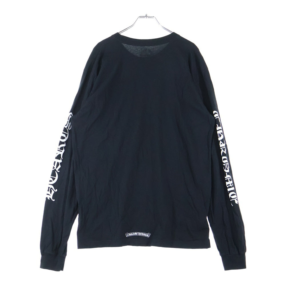 CHROME HEARTS(クロムハーツ) CH LS 1 ネックロゴプリント長袖カットソー 長袖Tシャツ ロングスリーブカットソー ロンT アームロゴ ブラック