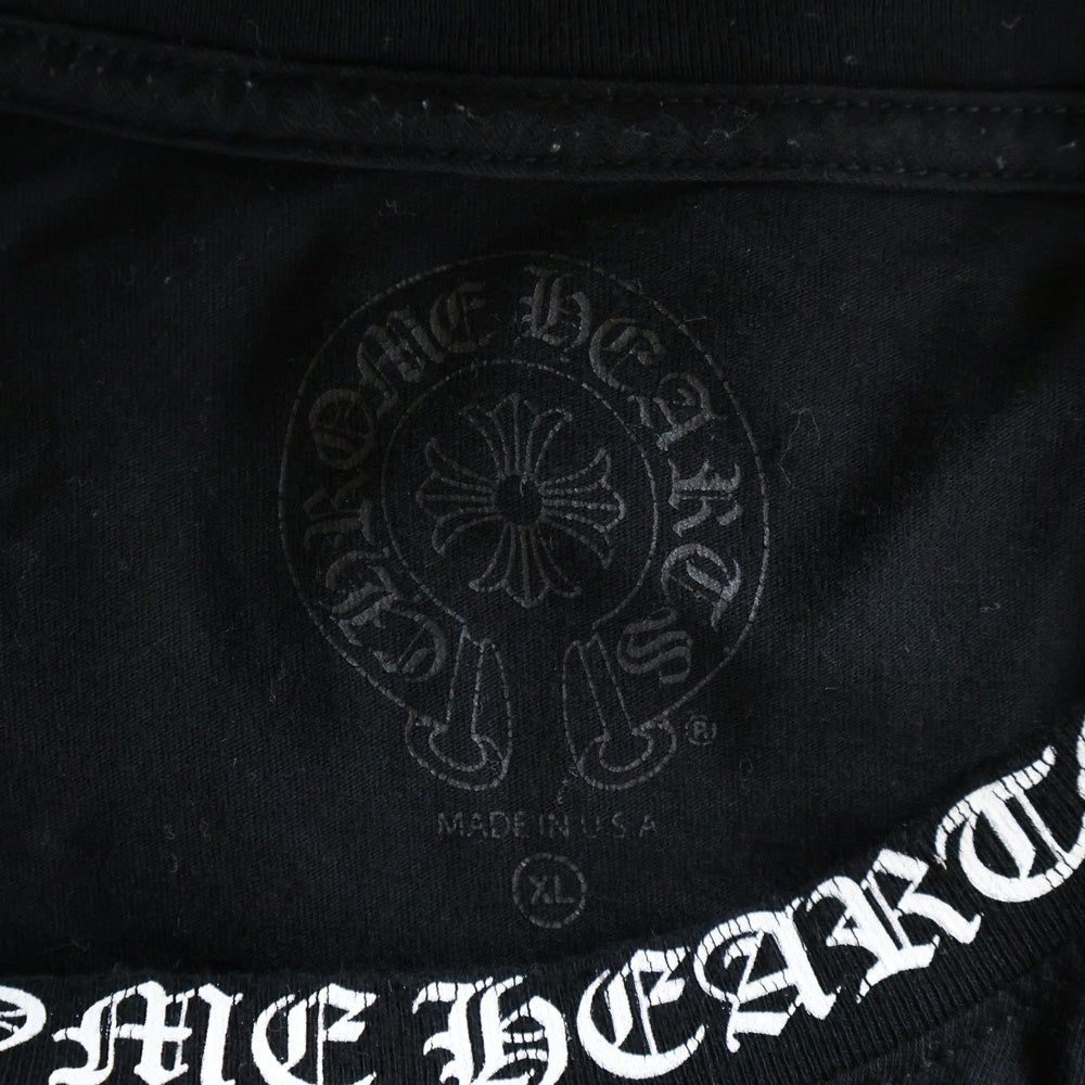 CHROME HEARTS(クロムハーツ) CH LS 1 ネックロゴプリント長袖カットソー 長袖Tシャツ ロングスリーブカットソー ロンT アームロゴ ブラック