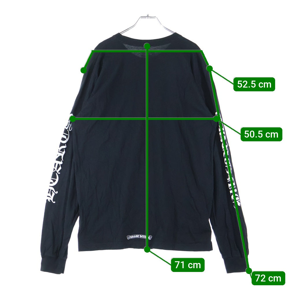 CHROME HEARTS(クロムハーツ) CH LS 1 ネックロゴプリント長袖カットソー 長袖Tシャツ ロングスリーブカットソー ロンT アームロゴ ブラック