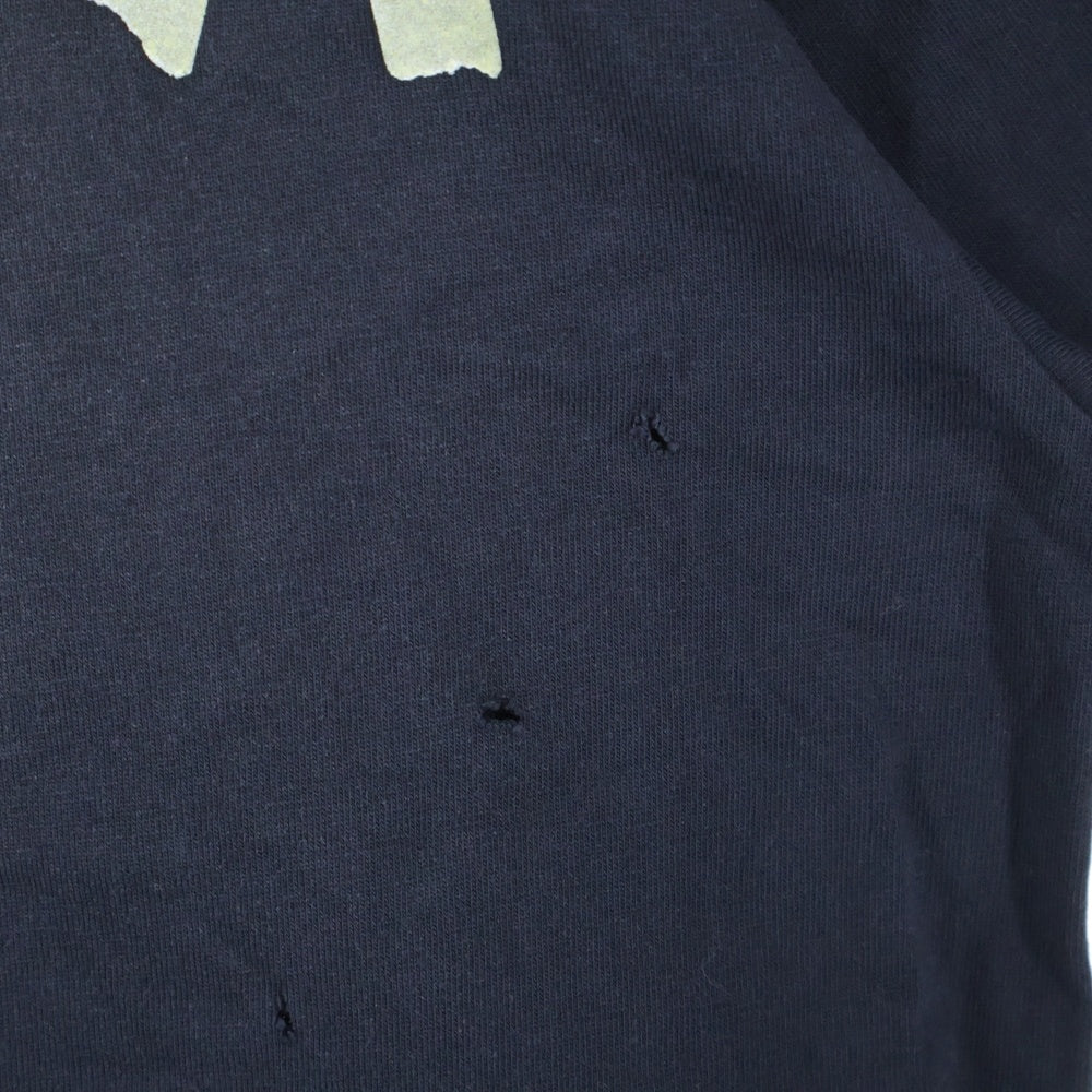 BALENCIAGA(バレンシアガ) デストロイ加工 テープロゴクルーネック半袖Tシャツ 半袖カットソー ブラック 739784 T0VA9
