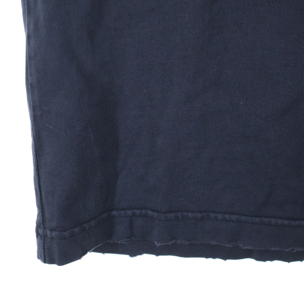 BALENCIAGA(バレンシアガ) デストロイ加工 テープロゴクルーネック半袖Tシャツ 半袖カットソー ブラック 739784 T0VA9