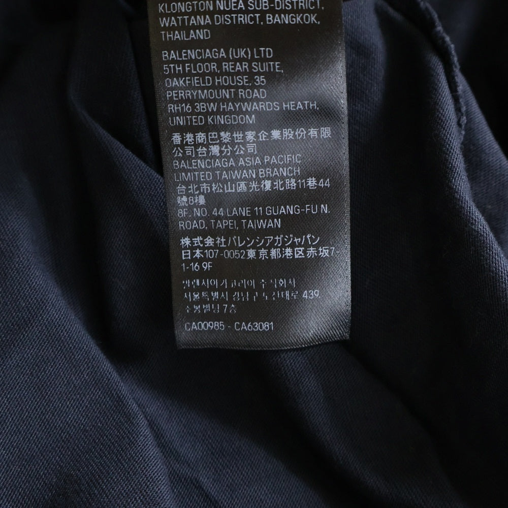 BALENCIAGA(バレンシアガ) デストロイ加工 テープロゴクルーネック半袖Tシャツ 半袖カットソー ブラック 739784 T0VA9