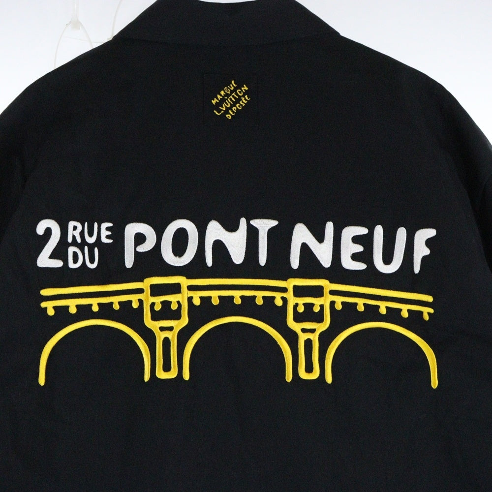 LOUIS VUITTON(ルイヴィトン) 24SS ロゴ刺繍半袖オープンカラーシャツ ブラック RM241 IKE HQS95W