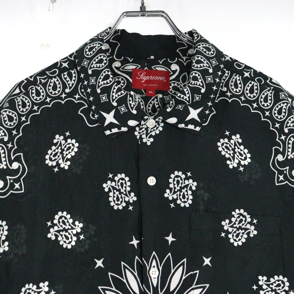 SUPREME(シュプリーム) 21SS Bandana Silk Shirts バンダナシルク半袖シャツ ブラック