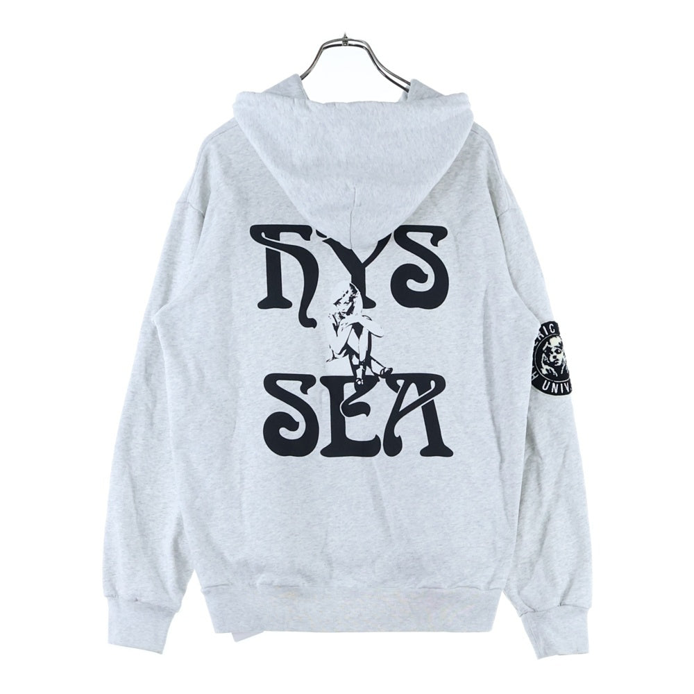HYSTERIC GLAMOUR(ヒステリックグラマー) 23AW ×WIND AND SEA HOODIE WDS-C-HYS-24-Q2-07 ウィンダシー バックロゴプリント プルオーバー フーディ パーカー グレー