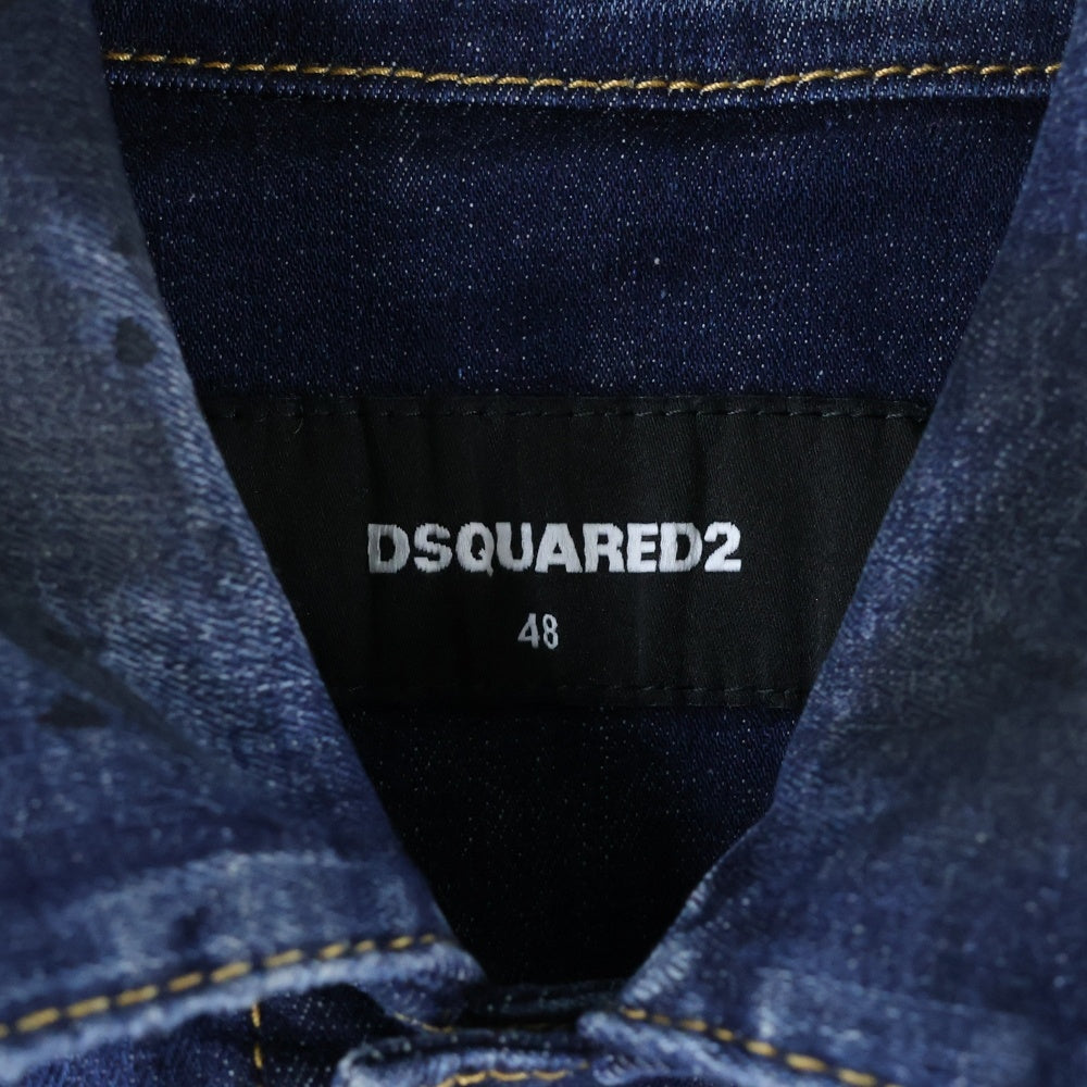 DSQUARED2(ディースクエアード) 22SS ARK GRAFFITI WASH DENIM JACKET Dan Jean Jacket ペイントダメージ加工デニムジャケット ジージャン インディゴ S74AM1249
