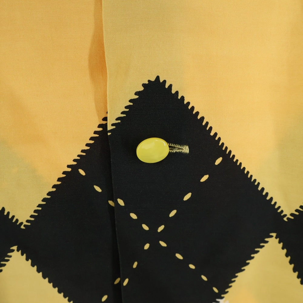 NO BRAND(ノーブランド) RAYON S/S ARGYLE Style SH38129 アーガイルチェックレーヨン半袖オープンカラーシャツ イエロー