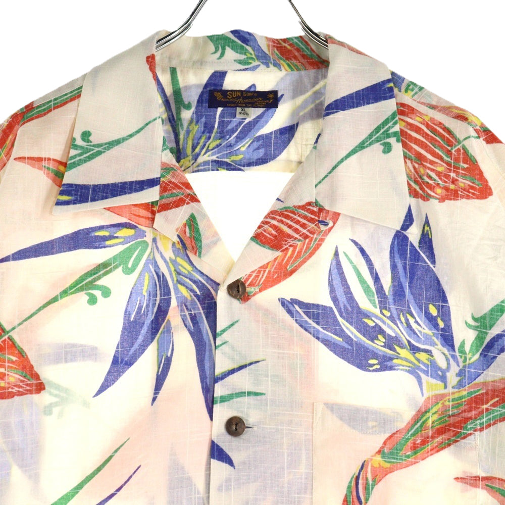 SUN SURF(サンサーフ) COTTON LINEN SLUBYARN OPEN SHIRTS BIRD OF PARADISE SS38687 コットンリネンスラブヤーン半袖オープンカラーシャツ マルチカラー