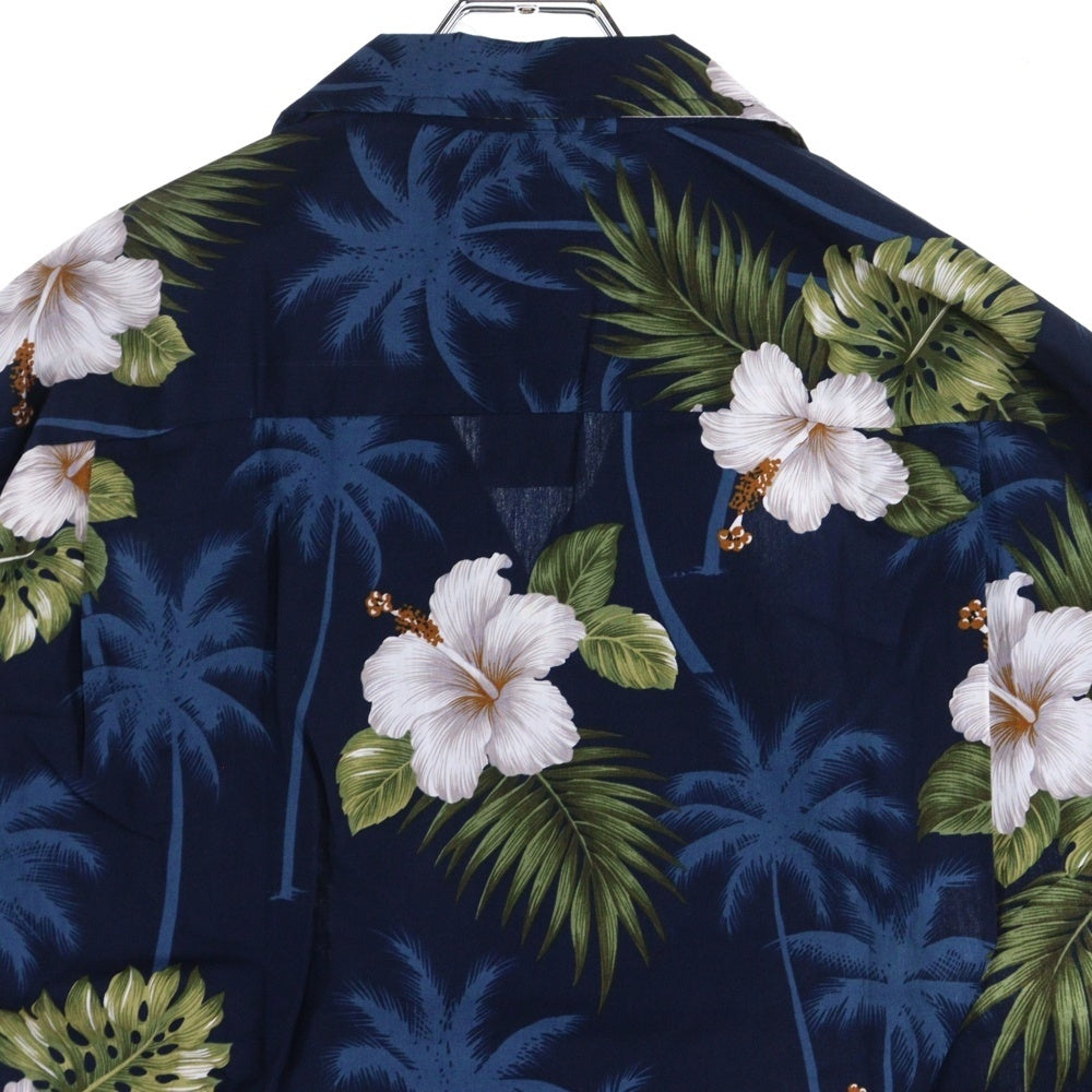 PACIFIC LEGEND(パシフィックレジェンド) ALOHA SHIRTS MADE IN USA 総柄アロハシャツ アメリカ製 ネイビー