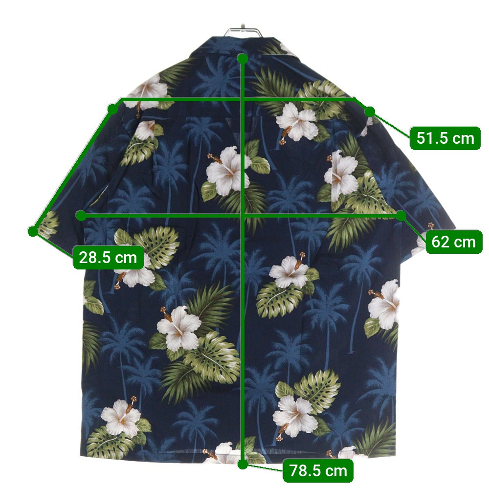 PACIFIC LEGEND(パシフィックレジェンド) ALOHA SHIRTS MADE IN USA 総柄アロハシャツ アメリカ製 ネイビー
