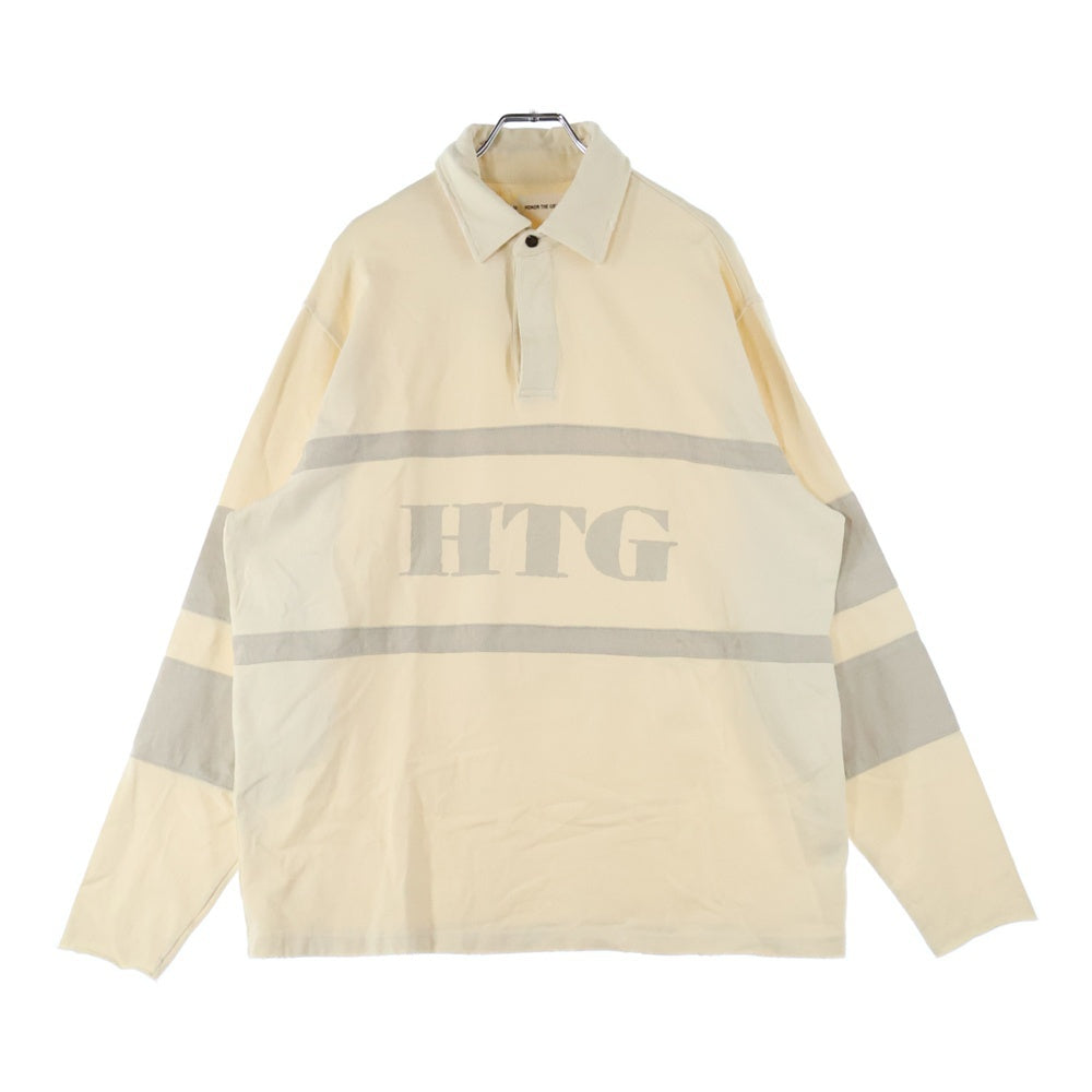 Honor The Gift(オナーザギフト) over size rugby shirt ダメージ加工 オーバーサイズラグビーシャツ ラガーシャツ アイボリー