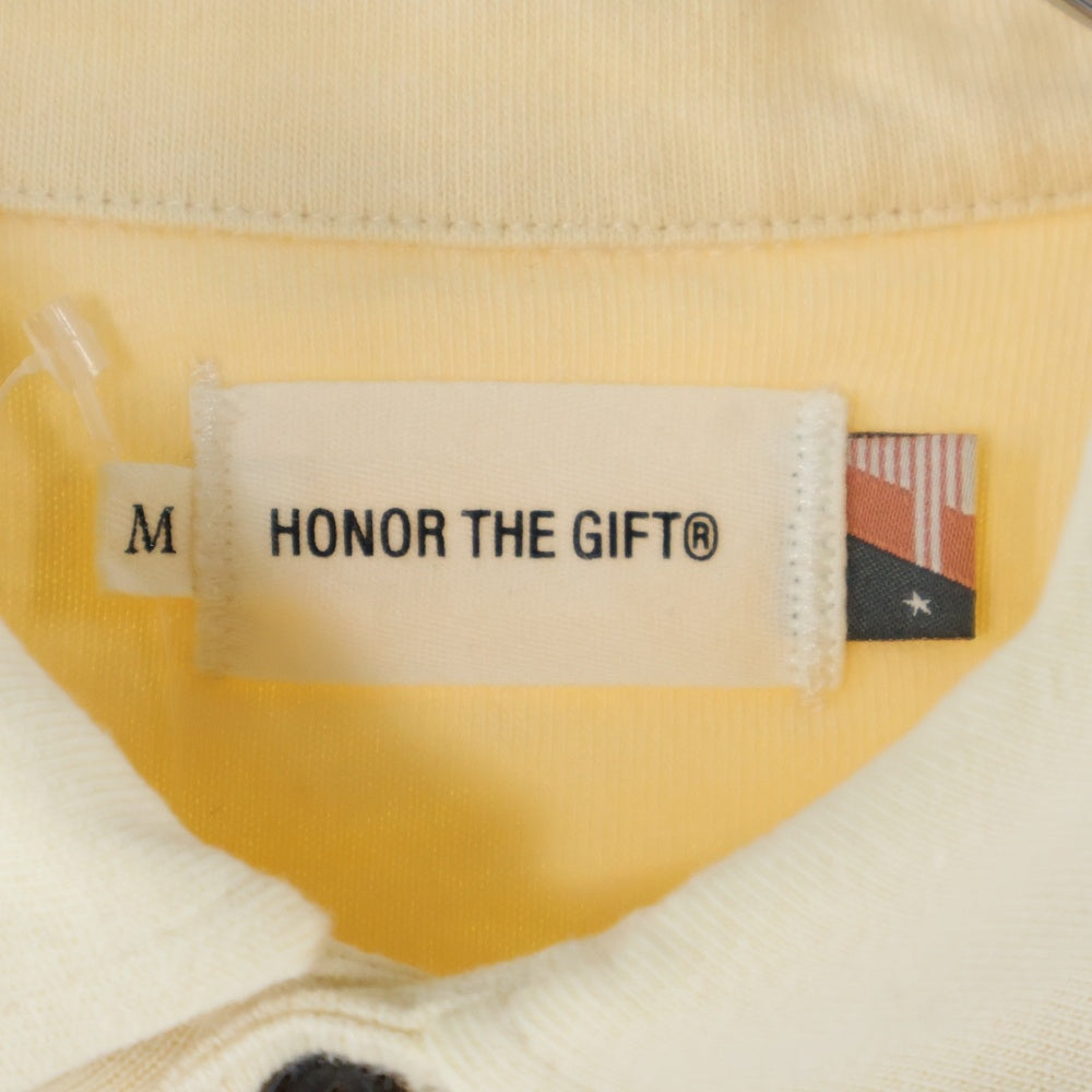 Honor The Gift(オナーザギフト) over size rugby shirt ダメージ加工 オーバーサイズラグビーシャツ ラガーシャツ アイボリー