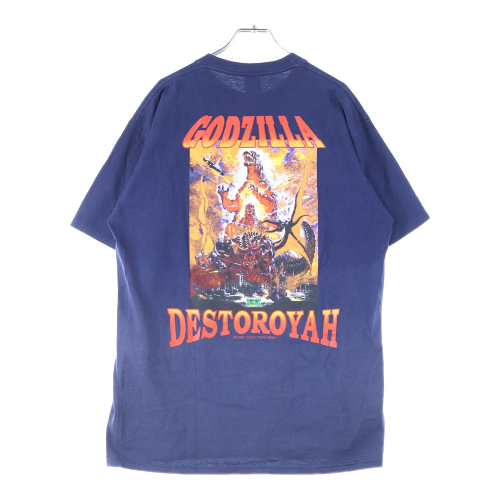 VINTAGE(ヴィンテージ) 90s vintage godzilla destroyah jerzeesタグ ゴジラvsデストロイア ムービーT クルーネック半袖Tシャツカットソー ネイビー
